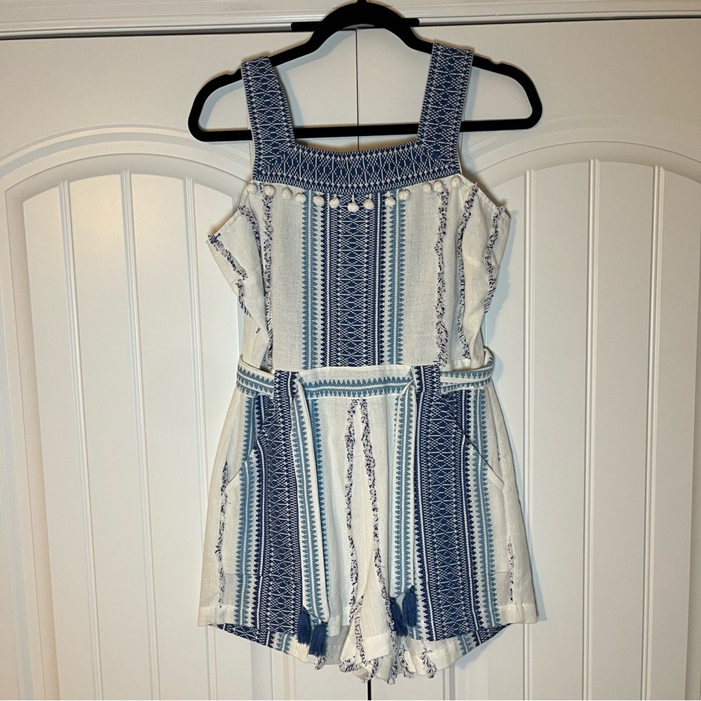 Saylor Mazzy Romper Embroidered Coastal Beach Resort Size Small Boho Cotton - Picture 2 of 11